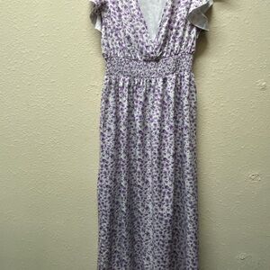 Floral Maxi Dress with Purple Print